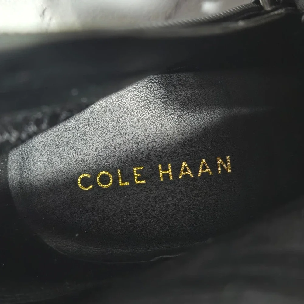Cole Haan Eneida Ankle Boots Womens 5.5B Black Leather Wedge Pointed Toe Zip